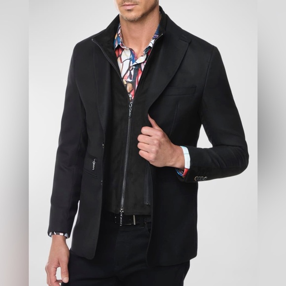 ROBERT GRAHAM Jetset II Blazer Removable Vest Black Men's Size 52 Tall - Picture 2 of 16